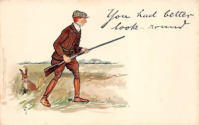 £4 • Buy Postcard Comic  You Had Better Look Around - Hunter - Rabbit   -  Phil May