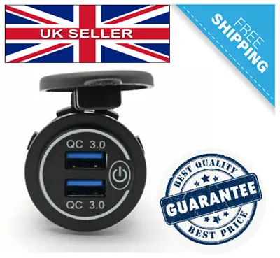 QC3.0 Car Charger Socket Dual USB Port Volt Display Phone Fast Charging UK • £7.99