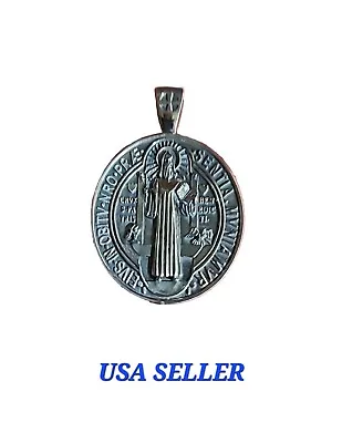 St Benedict (San Benito) Medal S925 Sterling Silver Pendant (Medalla Plata 925) • $37