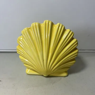 Ceramic Scallop Shell Planter Yellow Small Mini Decor Tabletop Vintage • $10.07