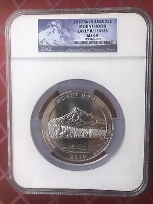 2010 5 Oz Silver America The Beautiful Mount Hood MS 69 Early Release • $269