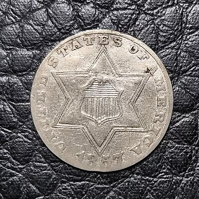 Silver 1857 US 3 Cent Silver | VF Condition • $54.50