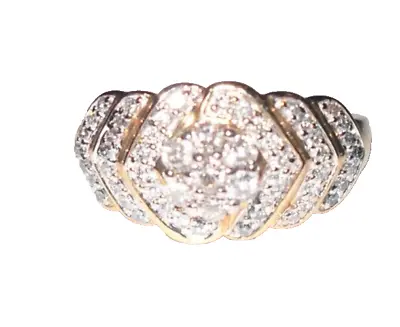 0.5ct Diamond Grand Cluster Ring- 9ct Yellow Gold- Size- O  (QVC ) • £430