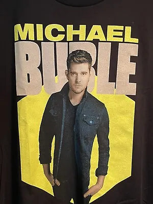 Michael Buble Graphic Band Concert Tee T Shirt Black Yellow Large • £28.93
