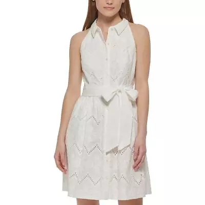 Vince Camuto Womens Ivory Collared Mini Belted Shirtdress 6 BHFO 0656 • $27.99