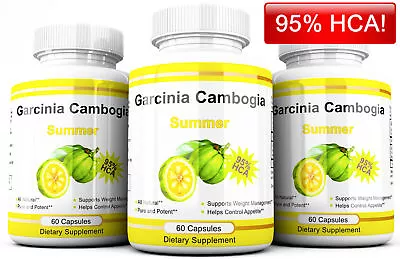 $10.97 • Buy 3 X BOTTLES 180 Capsules 3000mg Daily GARCINIA CAMBOGIA HCA 95% Weight Loss Diet