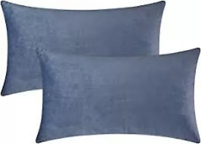 2 X Blue Denim Style Pillow Cushion Cover 30cms X 60cms Poly/cotton • $24.99