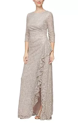 Mother Of The Bride Or Groom Alex Evenings Dress Size 10 Petite 3/4 Sleeves • $70