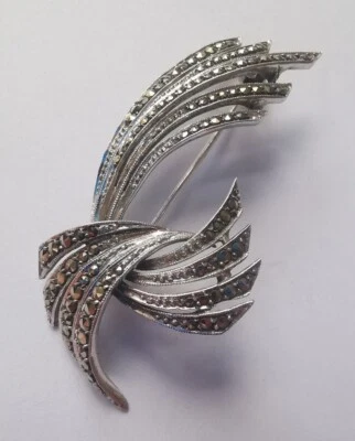 £3 • Buy Sterling Silver Marcasite Brooch. R90F