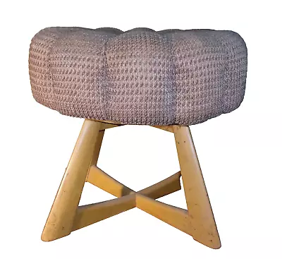 Vintage HEYWOOD WAKEFIELD POUF Mid Century Vanity Stool Chair • $19.95