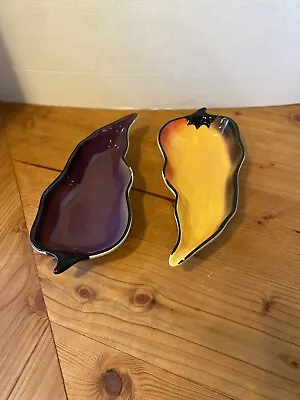 2 Clay Art Jalapeno Chili Pepper Chip Dip Salsa Bowl Serving Dish Plate • $9.99