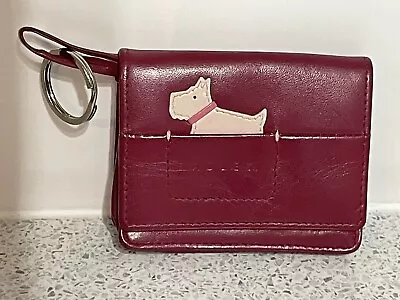 Small Radley Red Leather Coin Purse Keyring With Dog Motif • £11.95