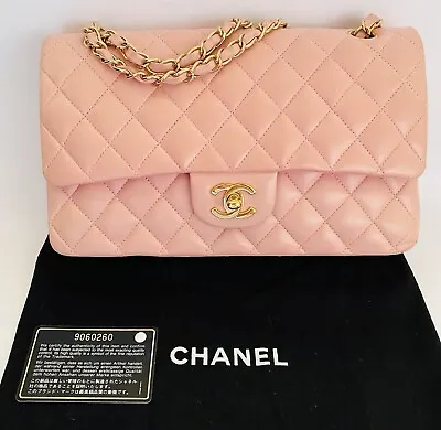 CHANEL Classic Medium Double Flap Pink Lambskin Leather Gold Metal Hardware Bag • $12000