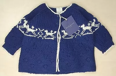 Baby Cardigan Navy/White Designer Baby Clothing Fantastic Quality Merino Wool • $21.44