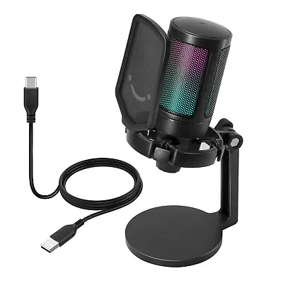 FIFINE Gaming RGB USB Condenser Microphone For PC PS5 Streaming Podcast Videos • $36.99