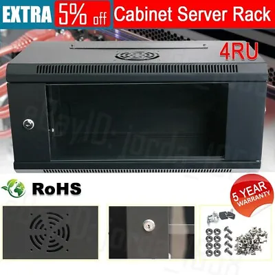 4RU 19 Inch Wall Mount Cabinet Server Rack Data 450mm Deep Network Comms 4U 19  • $88.99