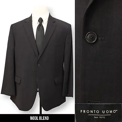 PRONTO UOMO Mens Charcoal Gray WOOL BLEND Sport Coat Suit Jacket Blazer 48R • $39.99