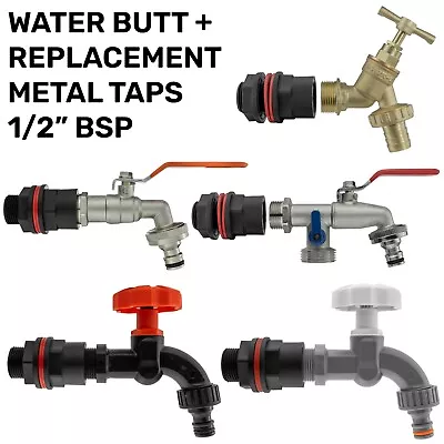 Water Butt Replacement Tap Solid Metal Lever Bib Outlet Barb Quick Hosepipes UK • £8.19