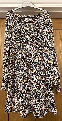 Girls Age 8-9 Floral Long Sleeved Dress From Marks And Spencer • £5