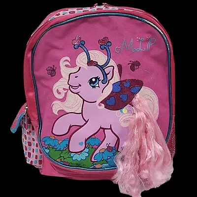 RARE My Little Pony Backpack Pinkie Pie With Actual Tail Hair MLP 2007 Full Size • £24.06