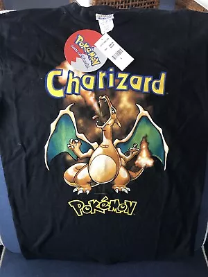 Vintage 1999 Pokemon Charizard Shirt Youth Large Black Great Condition • $35