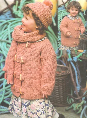 £1.99 • Buy Baby/Childs Duffle Jacket Hat & Scarf 20 -30  ChunkyKnitting Pattern