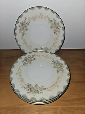 Set Of 4 Vintage Meito China Hand Painted Bread Plates Green Border Floral • $14.90