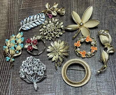 11 Vintage Rhinestones Enamel Brooch Pin Lot Gerry's ART Lisner Sarah Coventry • $18.50