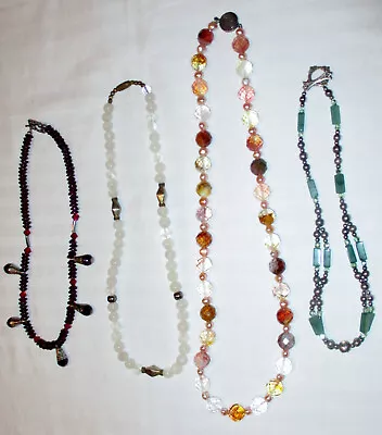 Lot Of 4 Cut Crystal Mixed Stones/Crystal Semi Precious Necklaces/Chokers- Lot 2 • $24