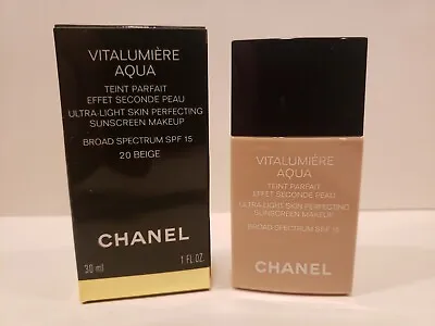 Chanel- Vitalumiere Aqua Ultra Light Perfecting Makeup SPF 15- #20 Beige~1oz~NIB • $54.99