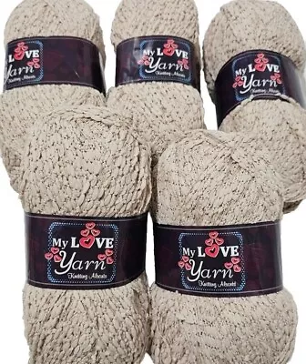  My Love Knitting Allsorts Fancy Knitting Crochet Yarn 5balls ×100g  Beige  • £0.99