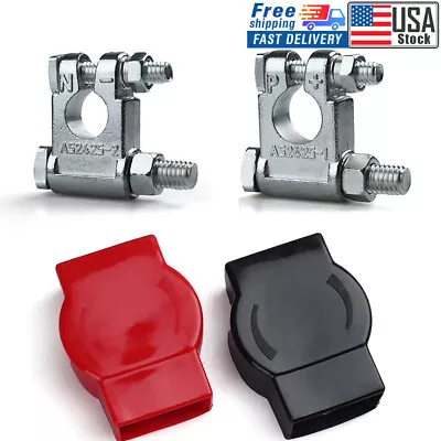 Military Spec Top Post Battery Terminal End Positive And Negative With/ 2 Covers • $13.99