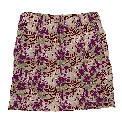 Eddie Bauer A Line Cargo Skirt Floral 100% Cotton 6 Pockets Size 10 Outdoor • $17.97