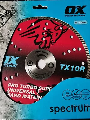 £39.95 • Buy OX Spectrum TX10R 230/22 TX10R Multi Diamond Blade 230mm X 22mm Bore