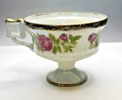 Ucagco June Rose Teacup Gold Gilded Luster Ware Square Handle • $9.97