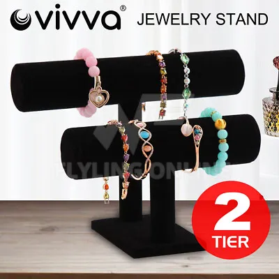 VIVVA 2-Tier Jewelry Stand Bracelet Holder Necklace Display Organizer Rack • $14.93