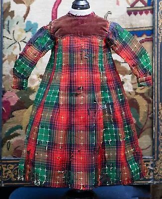 Antique French  Original Woolen & Velbet Dress For Doll  22-23  (56-59cm) AS IS! • $14.90