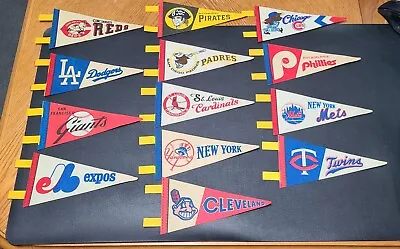 Vintage 25 Mini Felt MLB Baseball Team Pennants 8x4  Circa 1970s VGC • $47