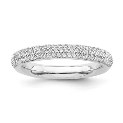 Sterling Silver Round Natural Diamond Anniversary Ring Size 7 For Women • $239.99