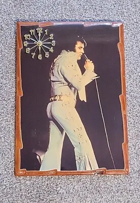 Elvis Presley 1970's Wall Clock 19  × 13½  NICE CONDITION  💥WORKS💥 • $75