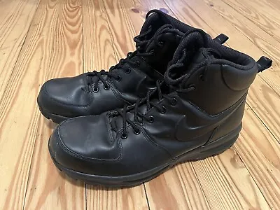 2016 Nike Mens Manoa Leather Boots Triple Black 454350-003 Size 11.5 • $28.50