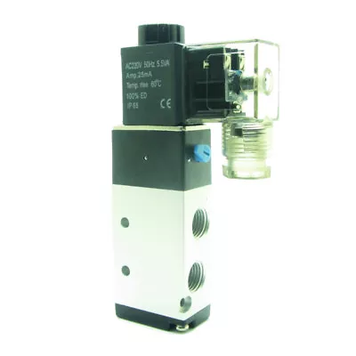 5 Way Port 2 Position Pneumatic Air Solenoid Valve 1/4 PT Thread AC220V 4V210-08 • $14.99