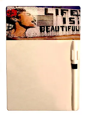 £3.99 • Buy Life Is Beautiful A5 Magnetic Memo Board Message Note Home Fridge & Drywipe Pen