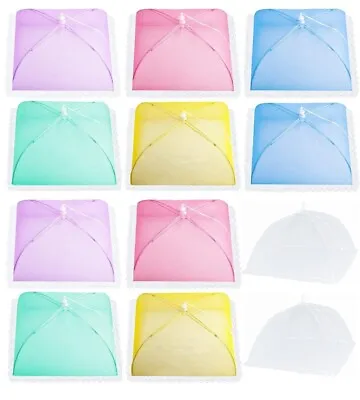 12X Coloured Pop Up Food Cover 17'' Collapsible Mesh Fly Wasp Net Cake BBQ Cover • $19.98
