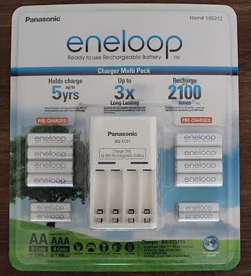 Eneloop Rechargeable Batteries NiMH 8 AA 4 AAA With Battery Charger Rechargeable • $79.55