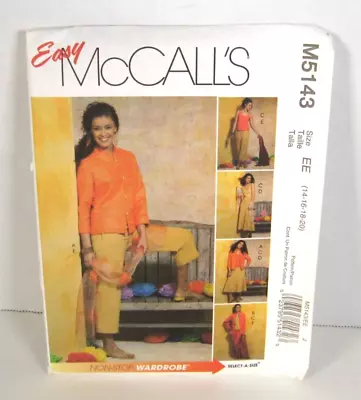 Easy McCall's Non-Stop Wardrobe 5143 Jacket Top Pants Skirt Miss 14-20 Pattern • $6.99