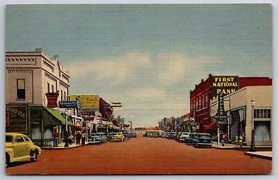 $8.99 • Buy Las Cruces NM~Downtown Main Street~Valley Drugs~1st National Bank~1940s Linen PC
