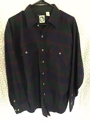 Vtg Appalachian Trail Flannel Chore Shirt Lumberjack Blue Button Up 90s M/L • $18