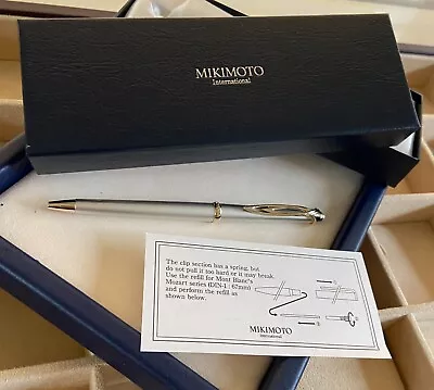 Mikimoto Silver Alumite And Akoya Ballpoint Pen - Luxury Gift • $199