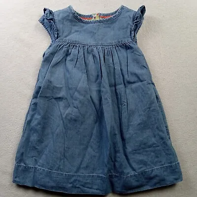 Mini Boden Ruffle Short Sleeve  Chambray Dress -Size 2- 3T Blue • $21